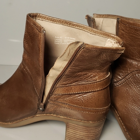 Dansko Hayley Ankle Boot Women's Size 42 Brown Milled Calf Tan Leather Zip Block - Picture 10 of 16